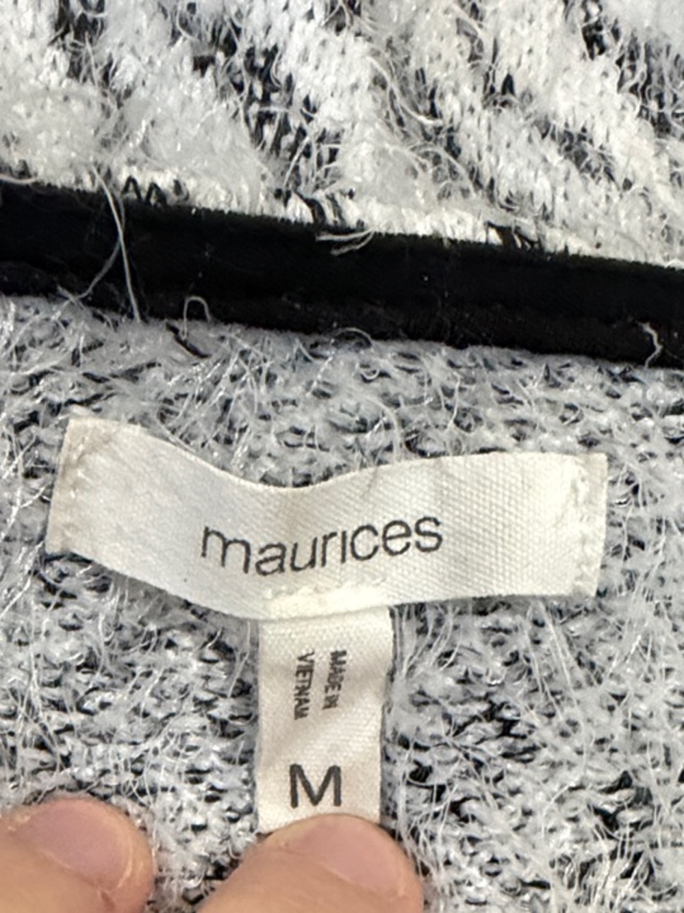 Maurice’s Cozy Open-Front Zebra Print Cardigan Sweater - White & Gray - Picture 2 of 5